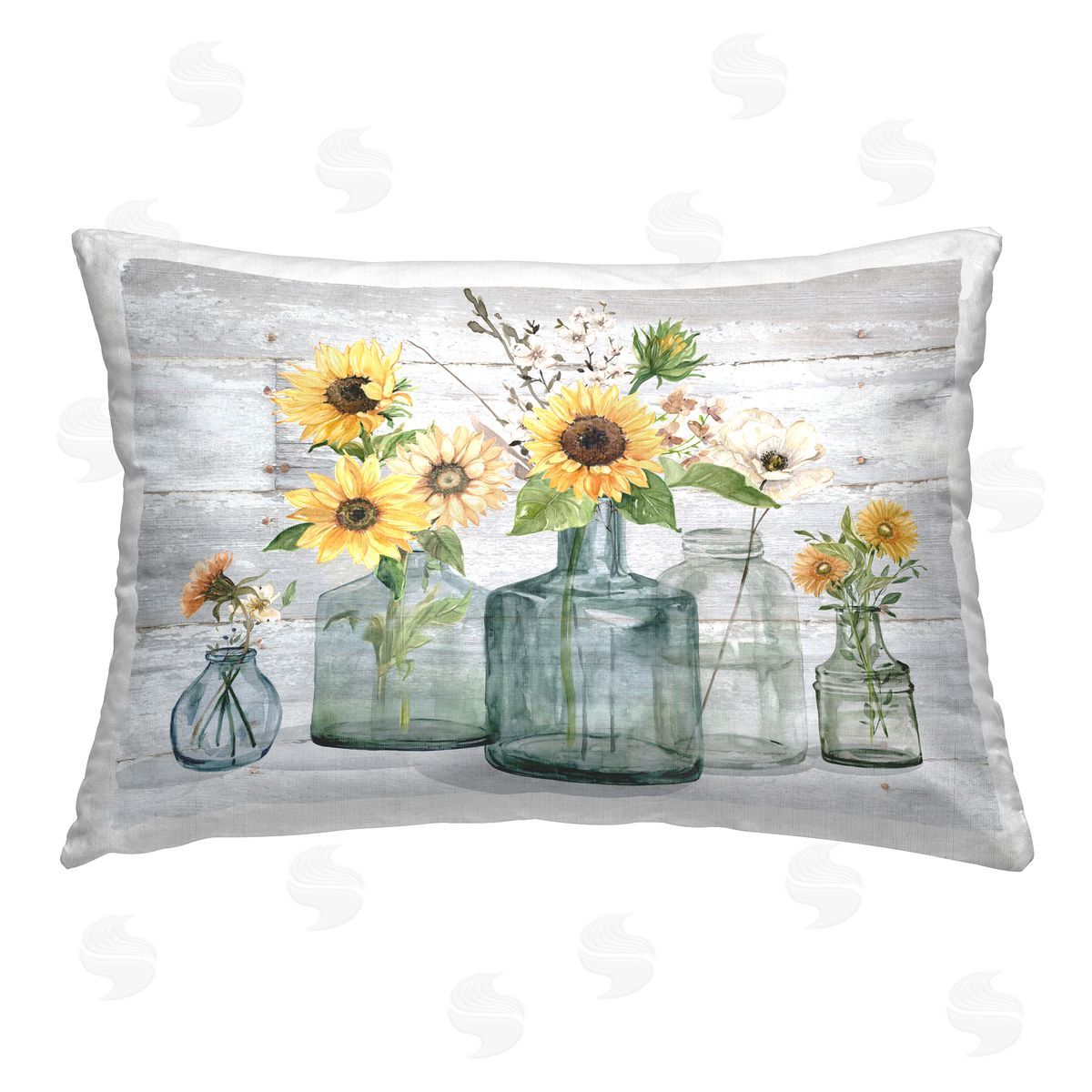 Carol Robinson Rustic Sunflower Extravaganza Printed Plush Polyester Throw Pillow