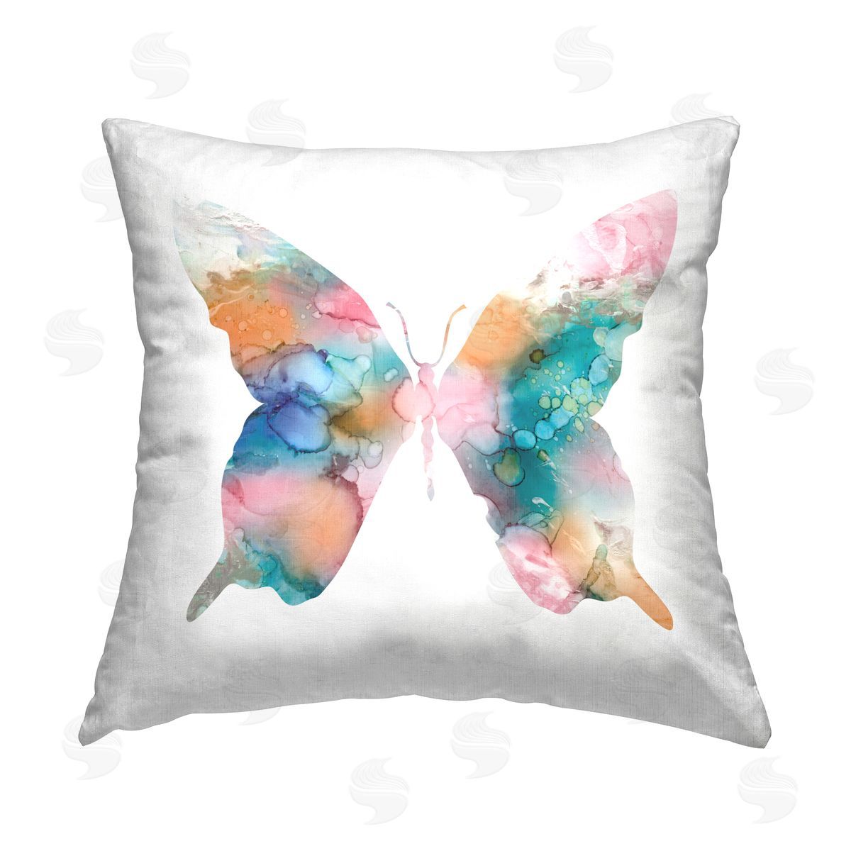 Carol Robinson Marble Pattern Butterfly Printed Plush Polyester Throw Pillow