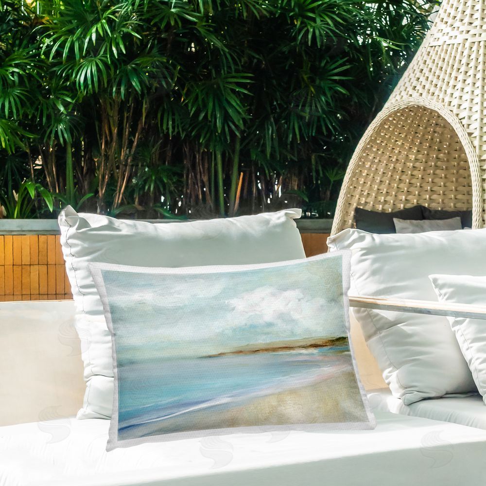 Carol Robinson Secuded Beach Scene Outdoor Quick-Dry Polyester Printed Throw Pillow in Back Yard