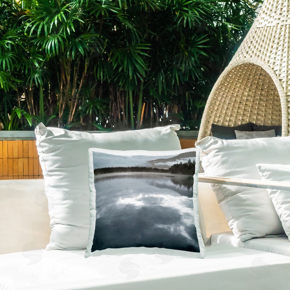Carol Robinson Quiet Mood Seascape Outdoor Quick-Dry Polyester Printed Throw Pillow in Back Yard