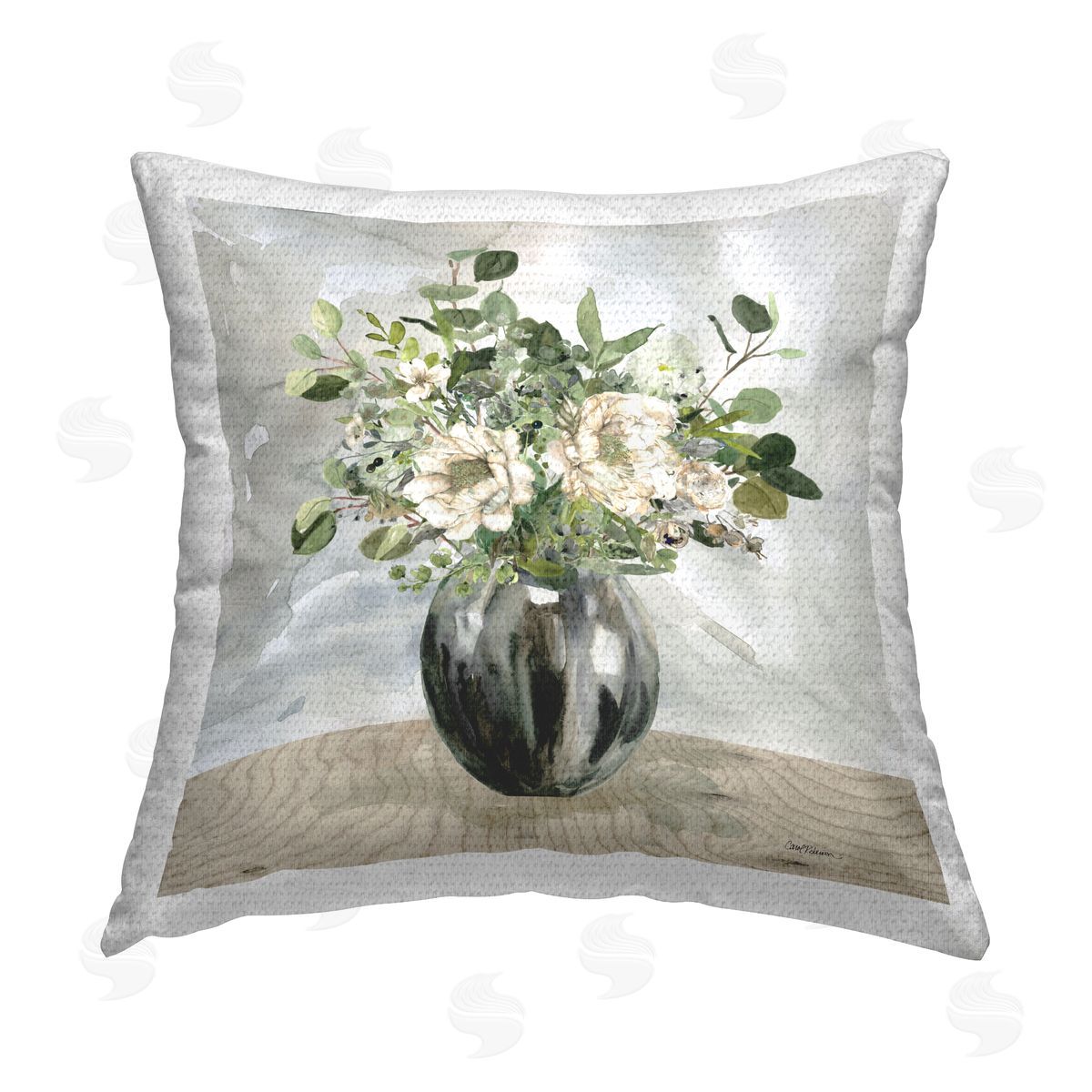 Carol Robinson Sophisticated Floral Still Life Outdoor Quick-Dry Polyester Printed Throw Pillow