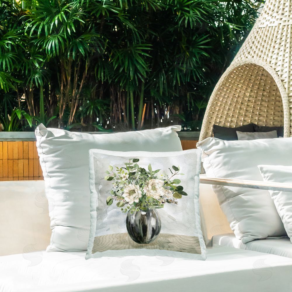 Carol Robinson Sophisticated Floral Still Life Outdoor Quick-Dry Polyester Printed Throw Pillow in Back Yard