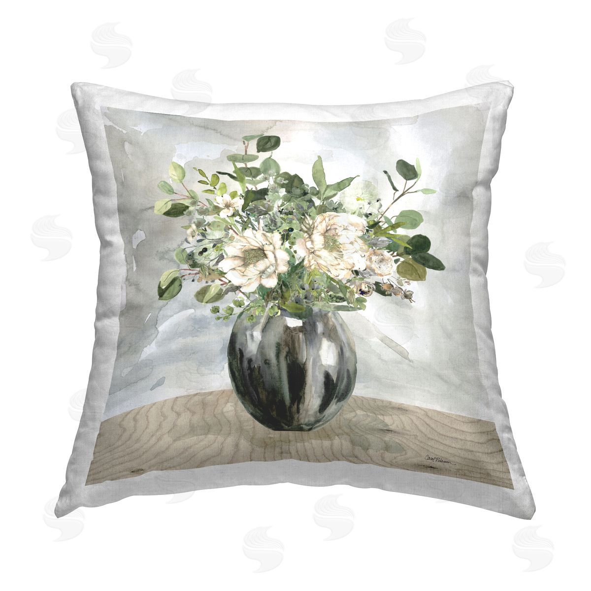 Carol Robinson Sophisticated Floral Still Life Printed Plush Polyester Throw Pillow