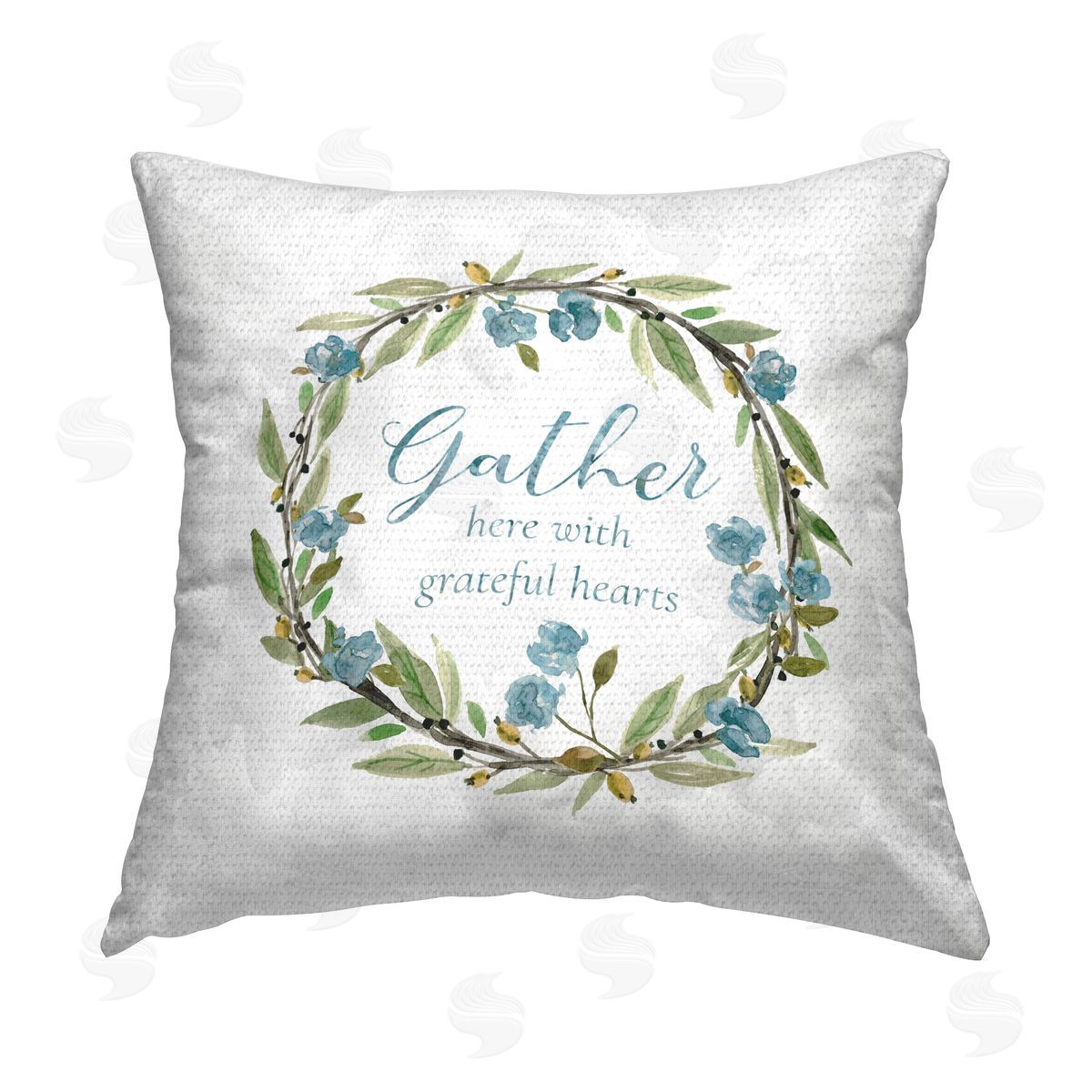 Carol Robinson Gather Floral Wreath Outdoor Quick-Dry Polyester Printed Throw Pillow