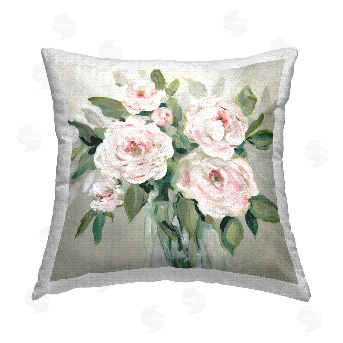 Carol Robinson Pale Pink Blossom Bouquet Outdoor Quick-Dry Polyester Printed Throw Pillow