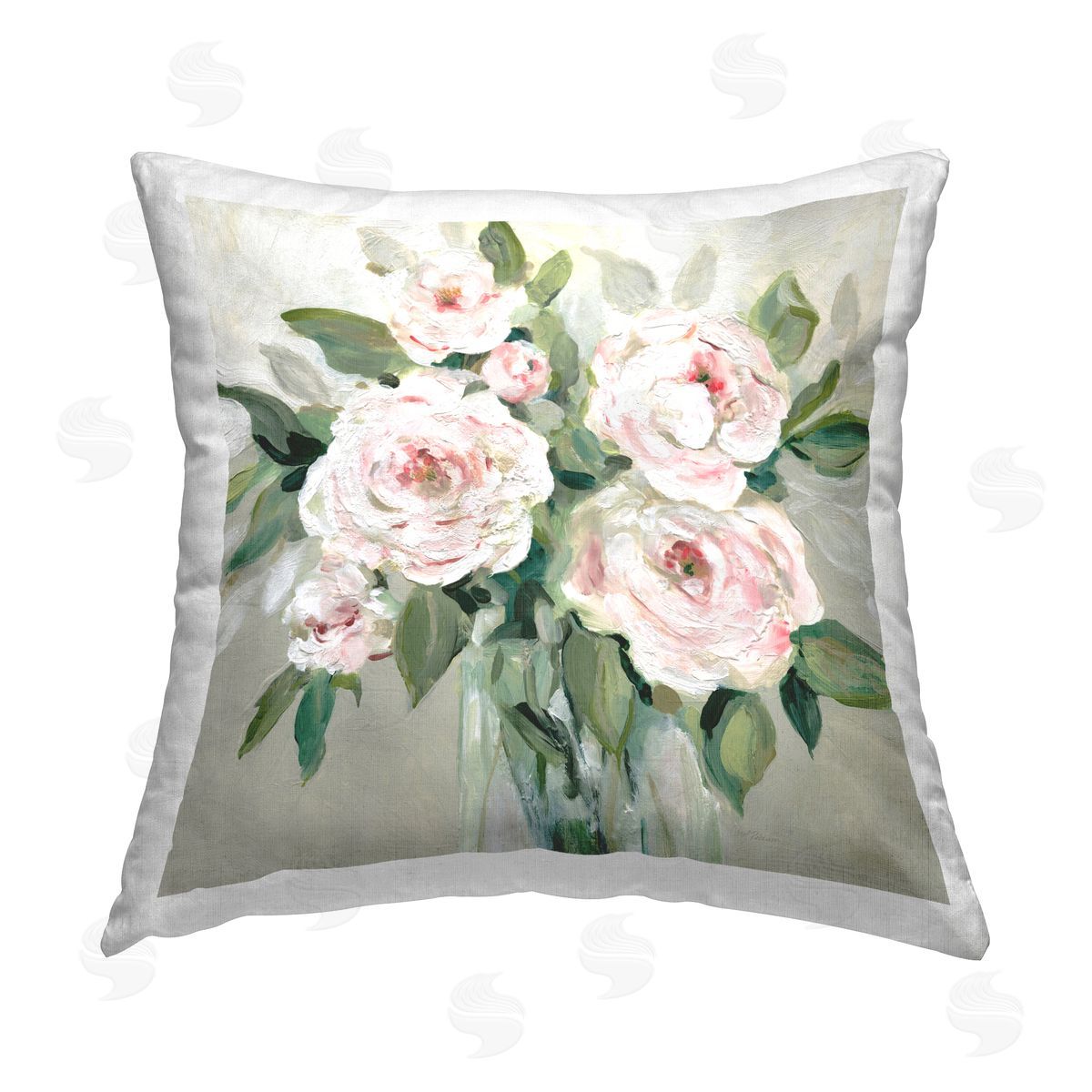 Carol Robinson Pale Pink Blossom Bouquet Printed Plush Polyester Throw Pillow