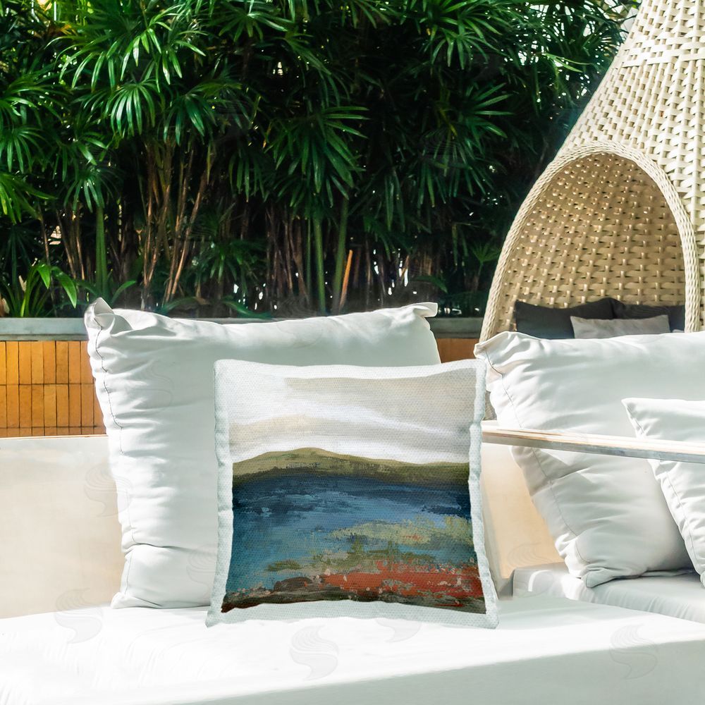 Carol Robinson Homestead Harmony Landscape Outdoor Quick-Dry Polyester Printed Throw Pillow in Back Yard