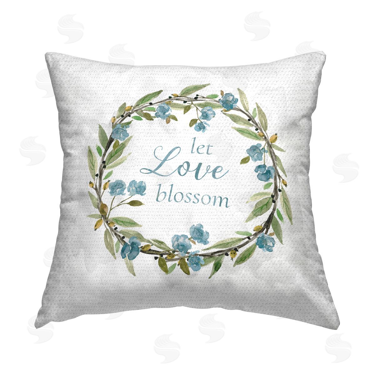 Carol Robinson Let Love Blossom Wreath Outdoor Quick-Dry Polyester Printed Throw Pillow