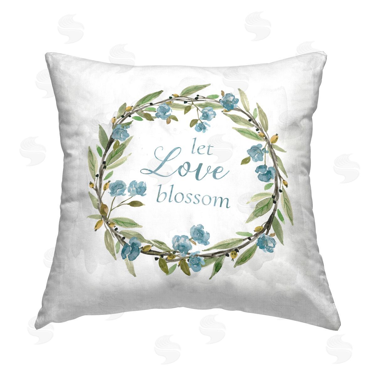 Carol Robinson Let Love Blossom Wreath Printed Plush Polyester Throw Pillow