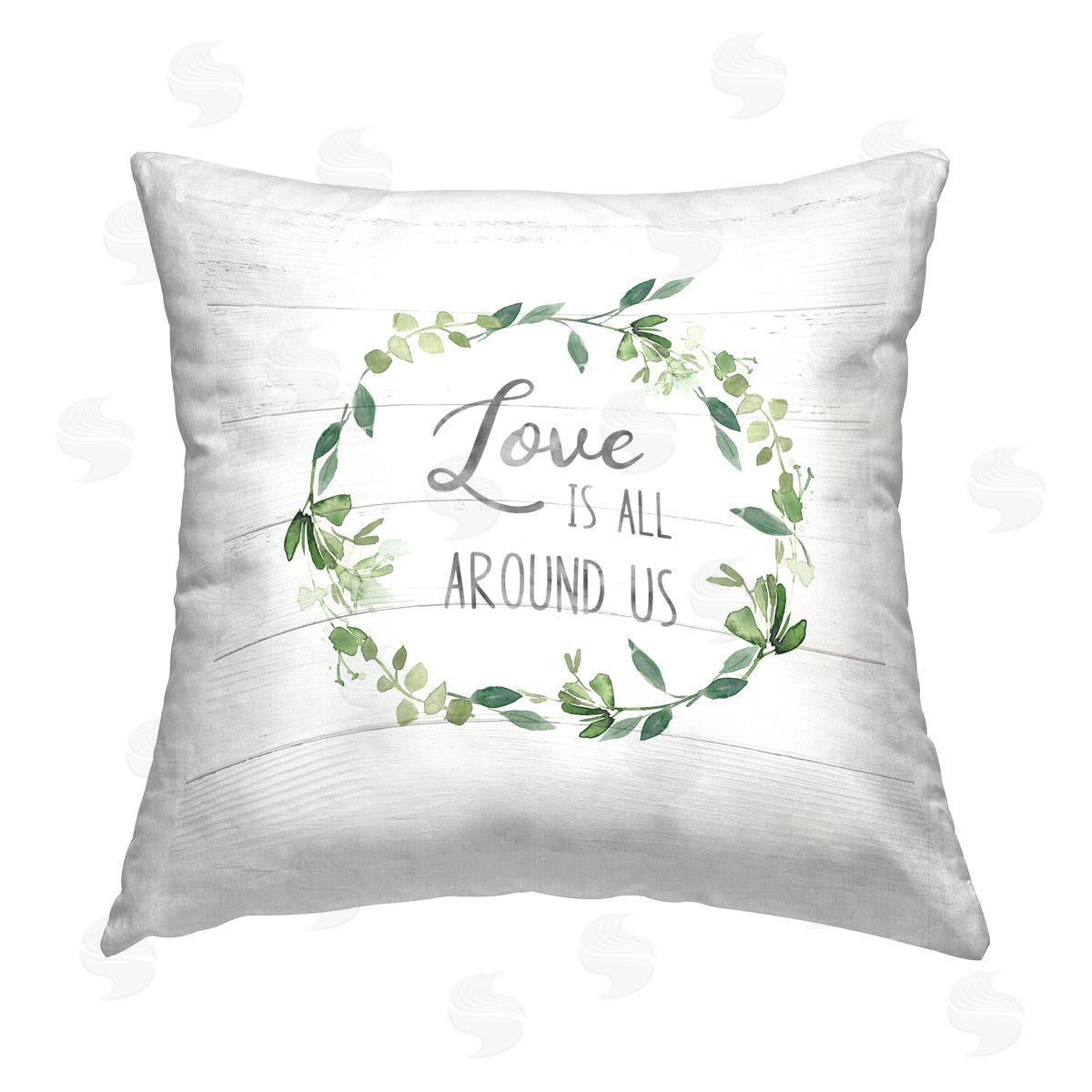 Carol Robinson Love All Around Wreath Printed Plush Polyester Throw Pillow