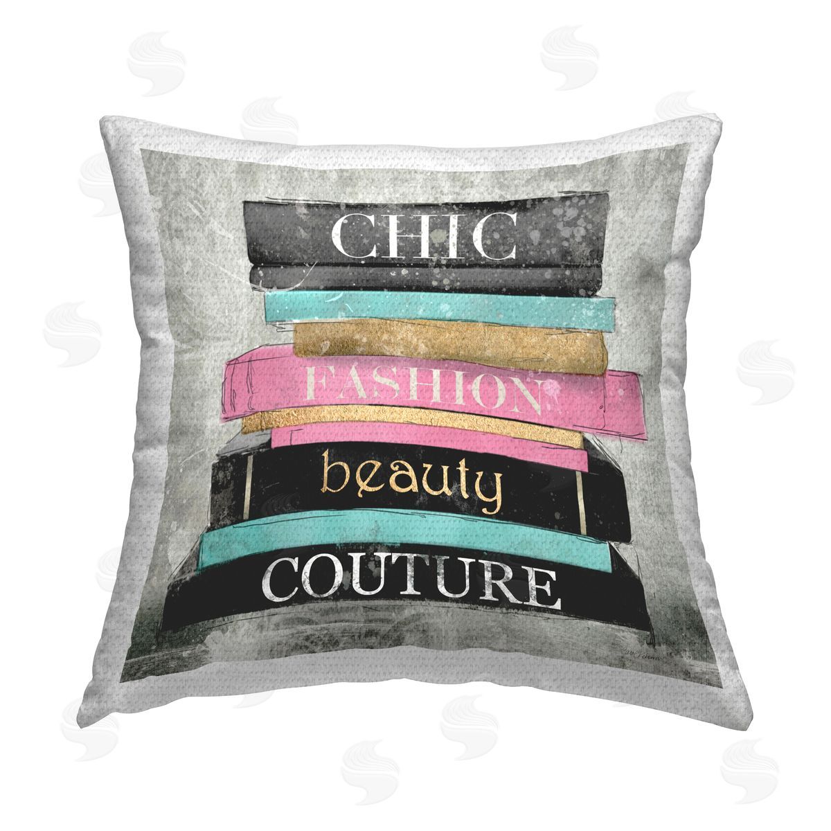 Carol Robinson Chic Fashion Bookstack Outdoor Quick-Dry Polyester Printed Throw Pillow