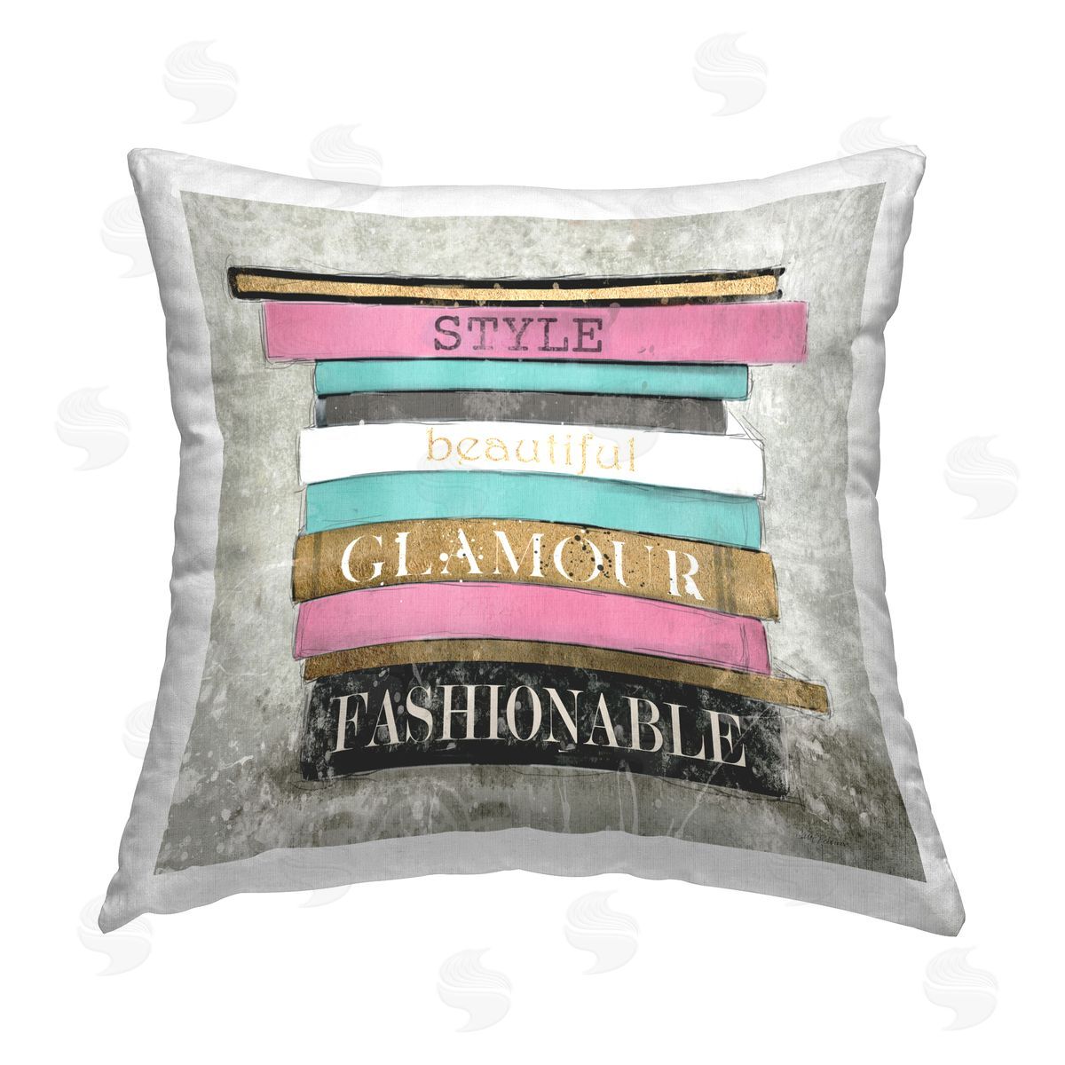 Carol Robinson Sophisticated Glam Bookstack Printed Plush Polyester Throw Pillow