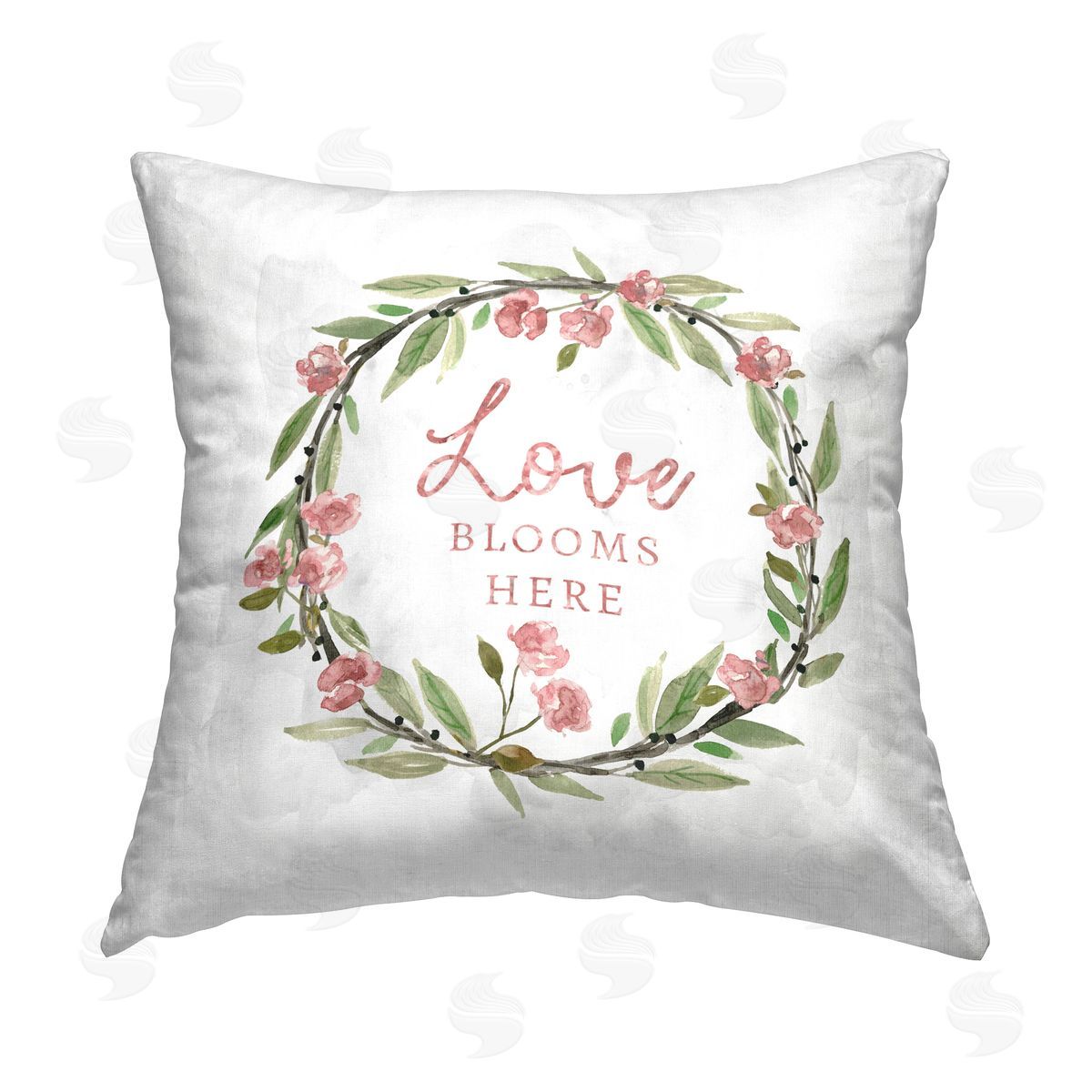 Carol Robinson Sentimental Rose Bud Wreath Printed Plush Polyester Throw Pillow