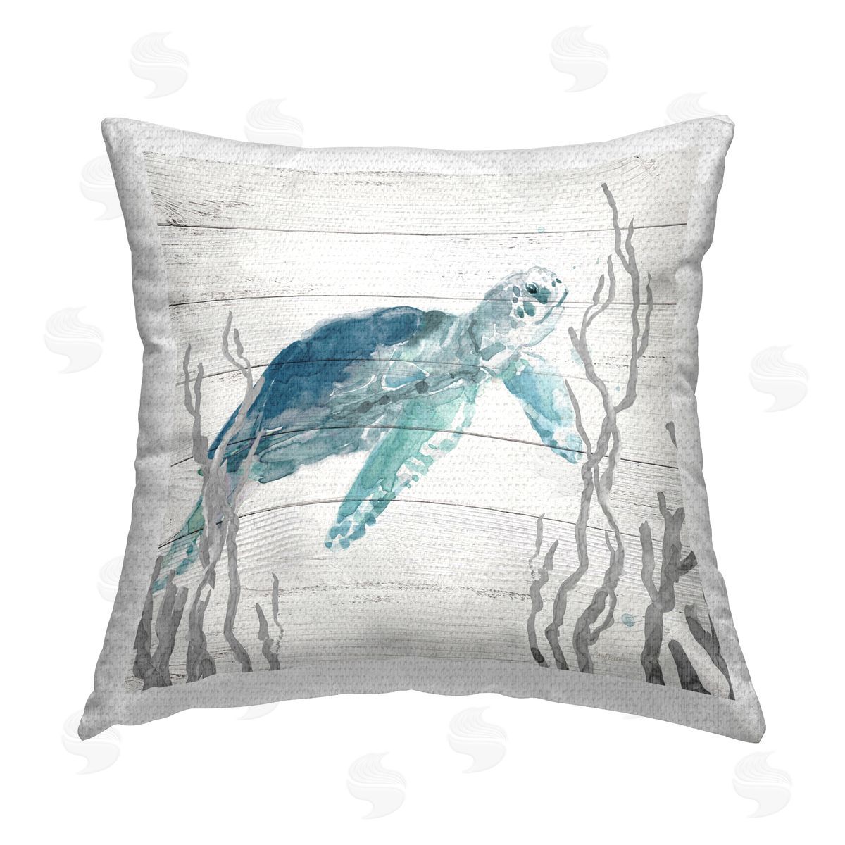 Carol Robinson Aqua Blue Turtle Outdoor Quick-Dry Polyester Printed Throw Pillow