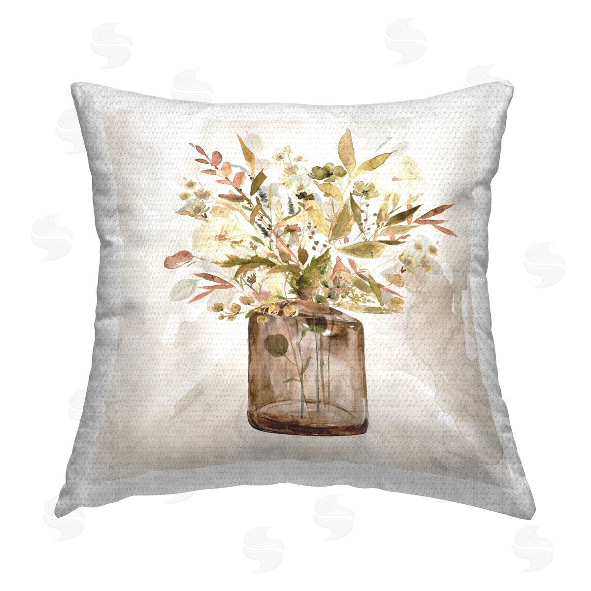Carol Robinson Earth Tone Bouquet Outdoor Quick-Dry Polyester Printed Throw Pillow