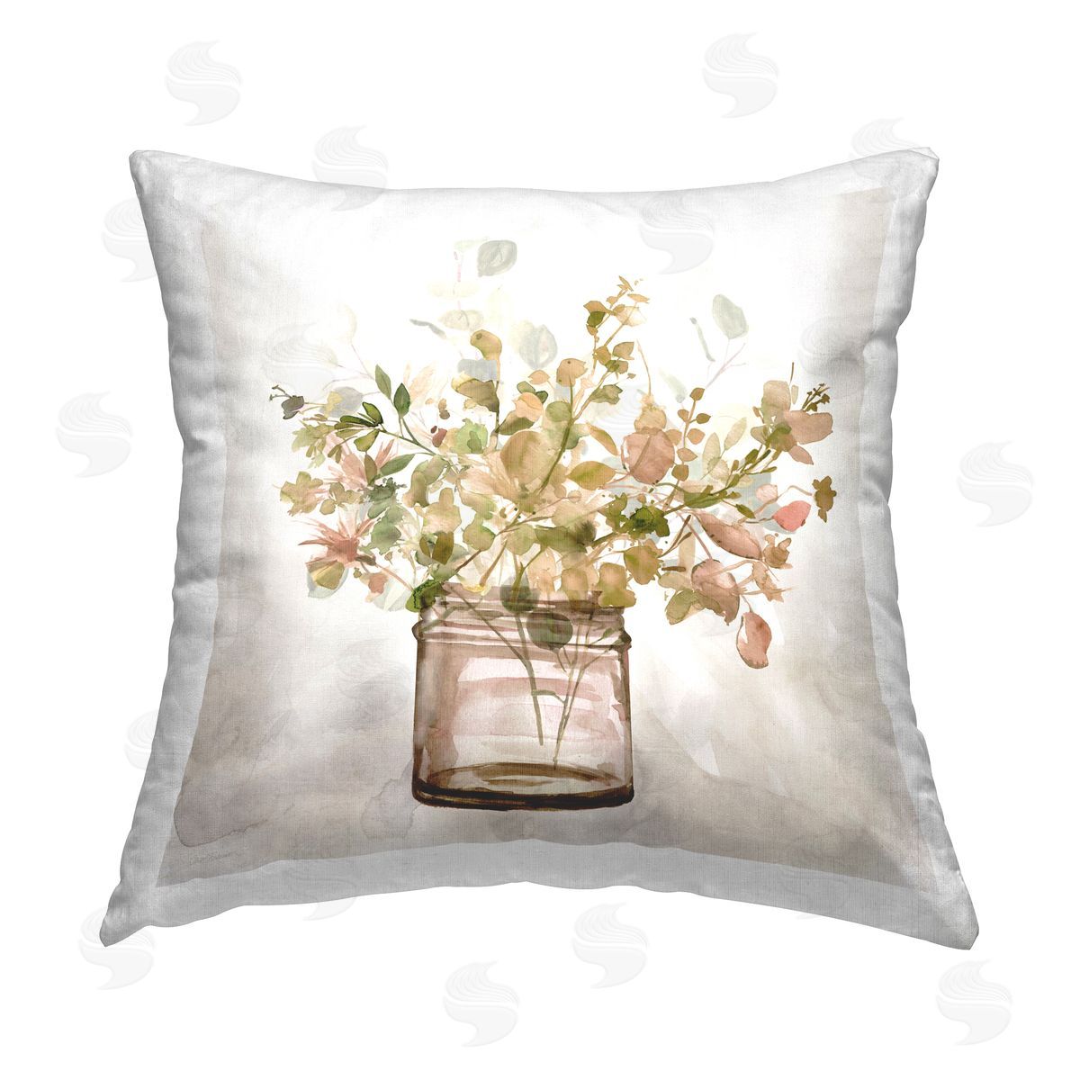Carol Robinson Rustic Earthy Bouquet Printed Plush Polyester Throw Pillow