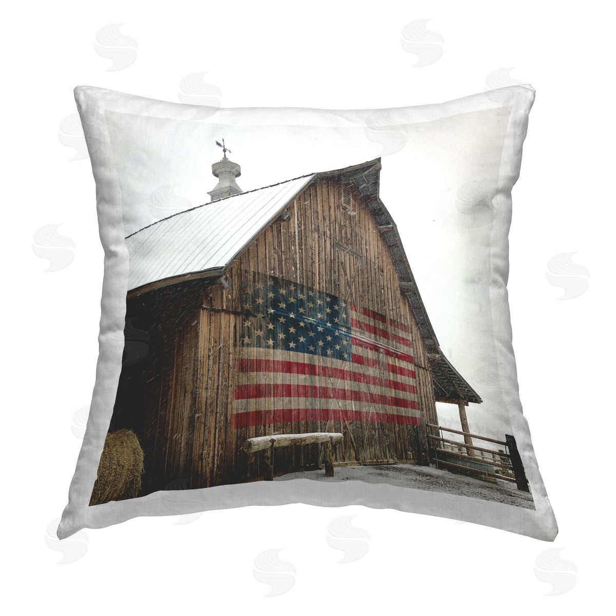 Carol Robinson America Proud Barn Printed Plush Polyester Throw Pillow