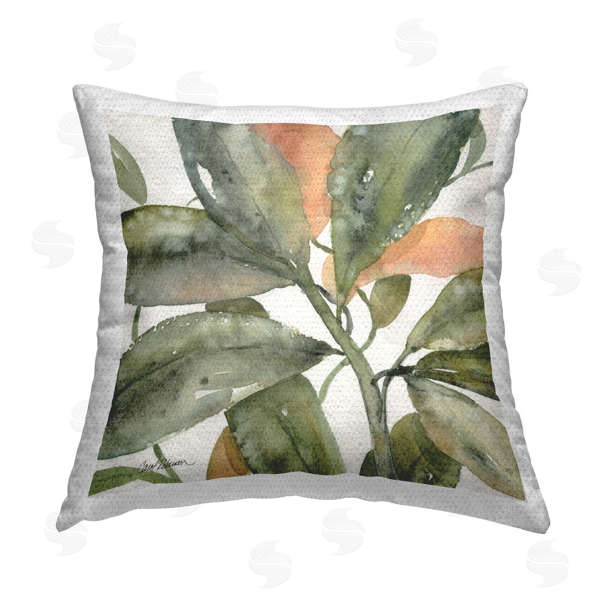 Carol Robinson Leaves with Orange Detail Outdoor Quick-Dry Polyester Printed Throw Pillow