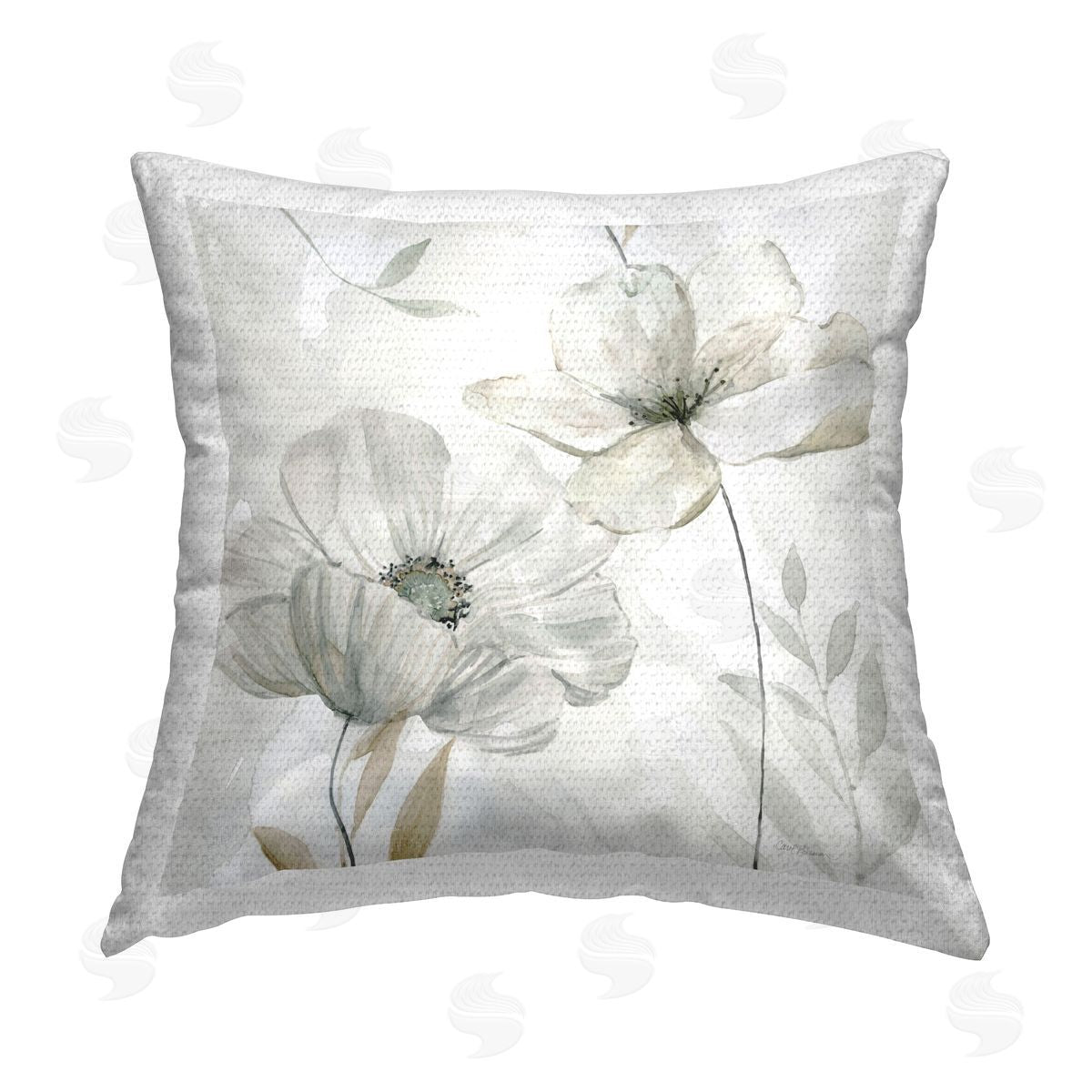 Carol Robinson Blooming White Flowers Outdoor Quick-Dry Polyester Printed Throw Pillow