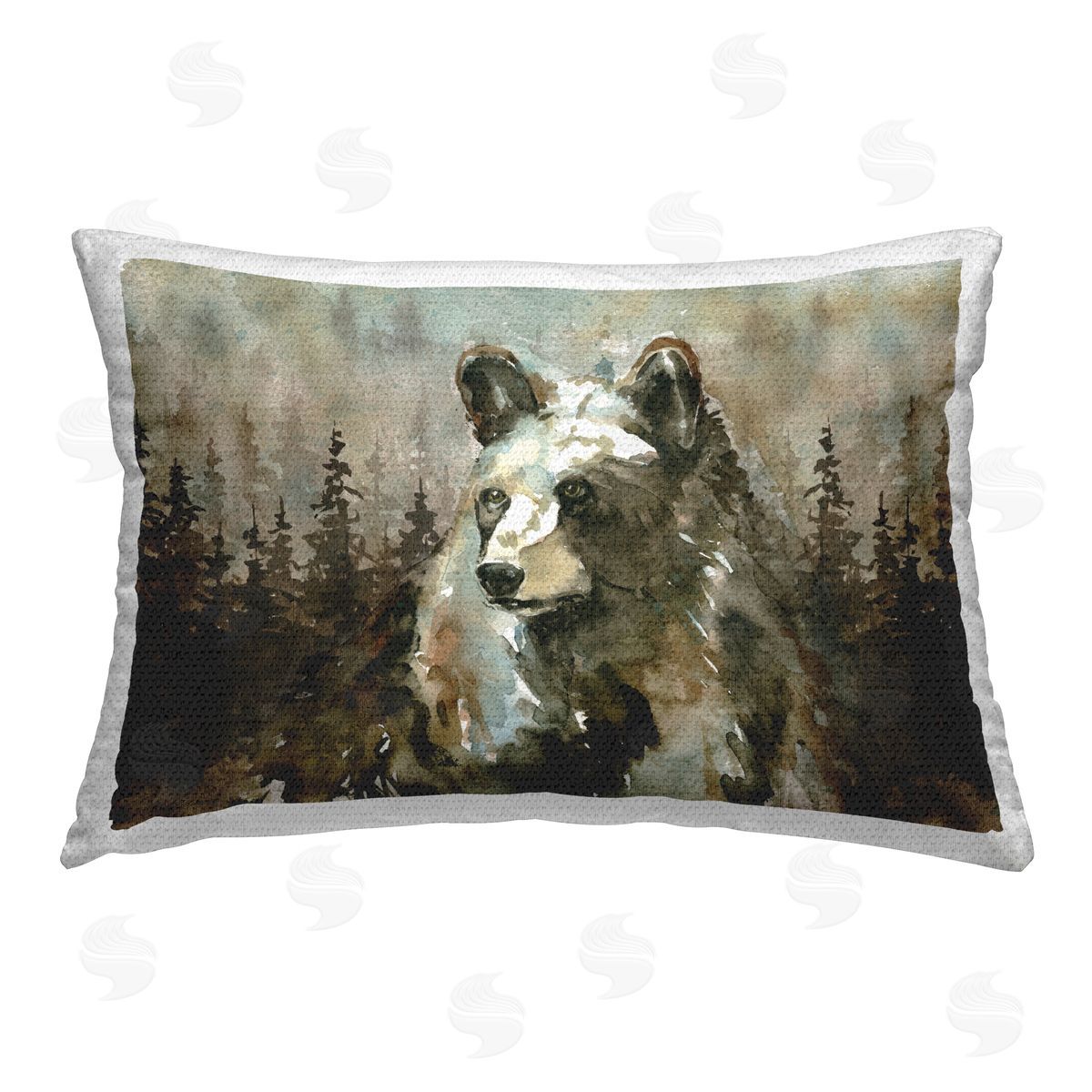 Carol Robinson Woodland Bear at Twilight Outdoor Quick-Dry Polyester Printed Throw Pillow