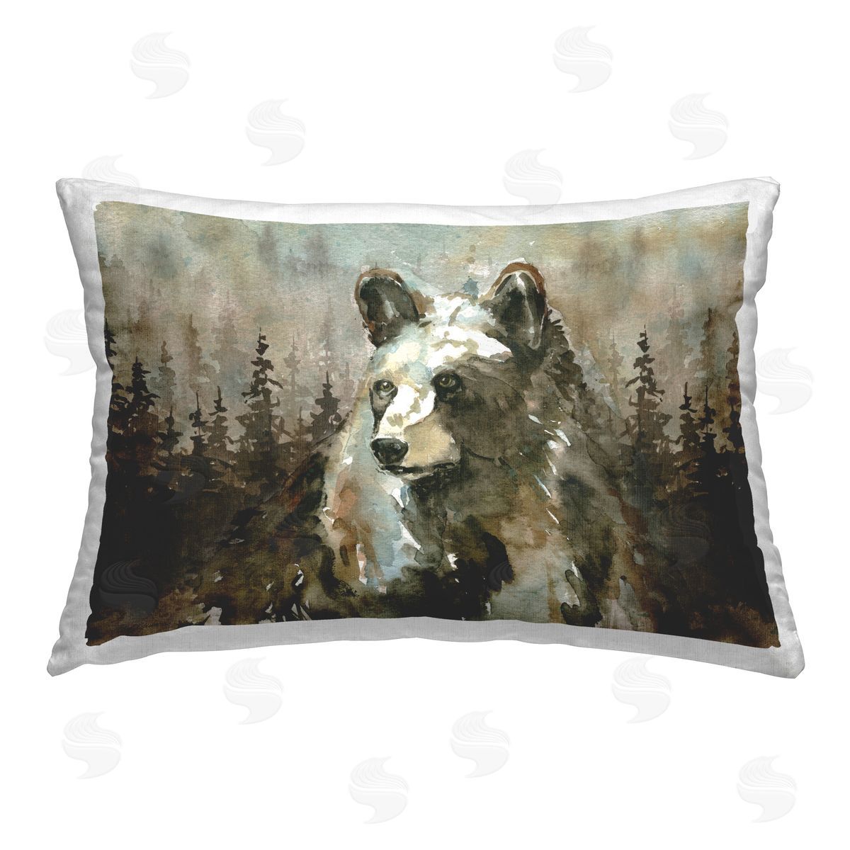 Carol Robinson Woodland Bear at Twilight Printed Plush Polyester Throw Pillow