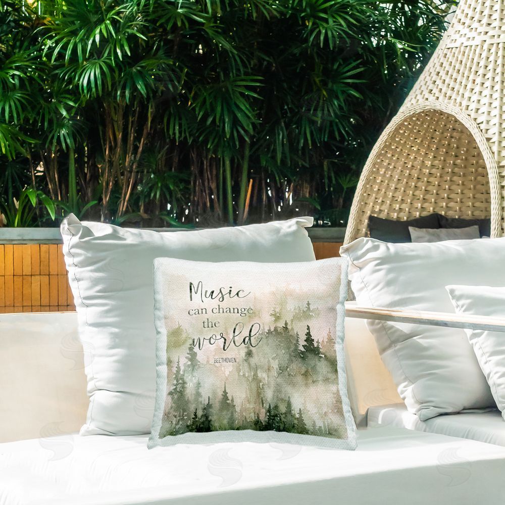 Carol Robinson Music Can Change World Outdoor Quick-Dry Polyester Printed Throw Pillow in Back Yard