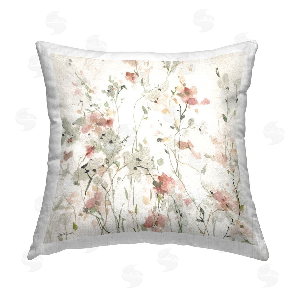 Carol Robinson Rice Paper Florals Printed Plush Polyester Throw Pillow
