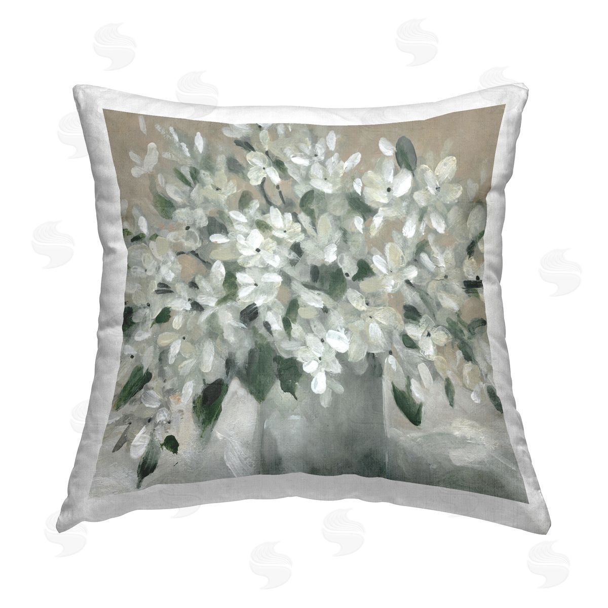 Carol Robinson Garden Neutrality Bouquet Printed Plush Polyester Throw Pillow
