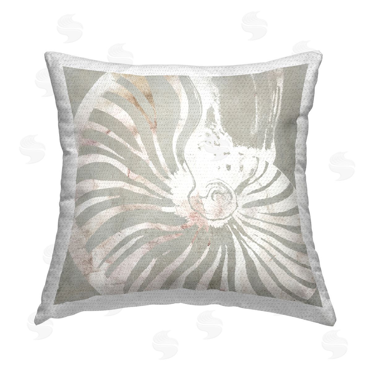 Carol Robinson Round Spiral Seashell Outdoor Quick-Dry Polyester Printed Throw Pillow