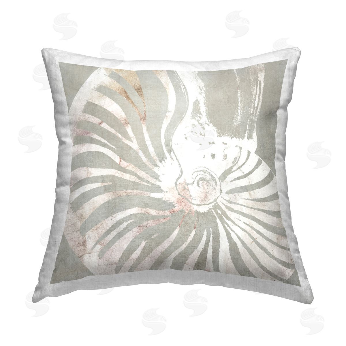 Carol Robinson Round Spiral Seashell Printed Plush Polyester Throw Pillow