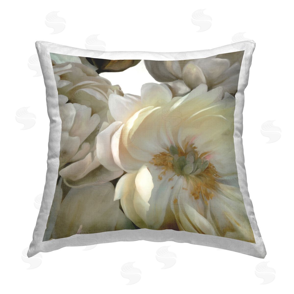 Carol Robinson Shadowed Floral Blossoms Printed Plush Polyester Throw Pillow