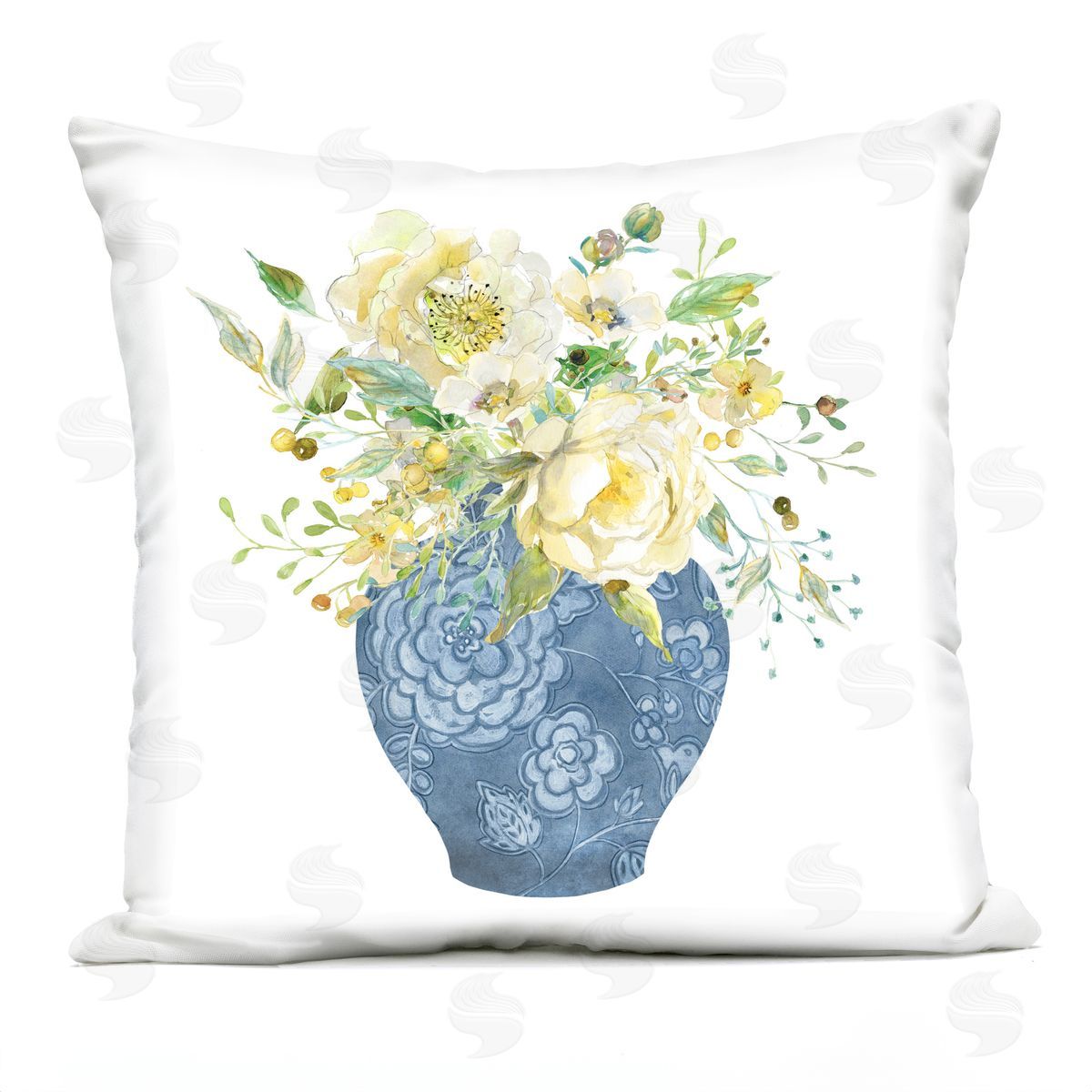 Carol Robinson Chinoiserie Vase Bouquet Outdoor Quick-Dry Polyester Printed Throw Pillow
