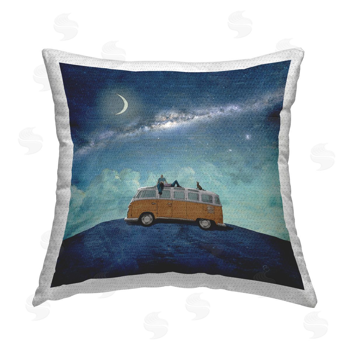 Paula Belle Flores Couple & Dog Adventure Outdoor Quick-Dry Polyester Printed Throw Pillow