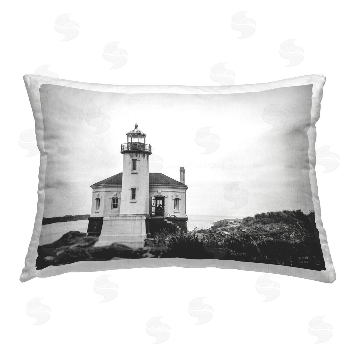 Nathan Larson Looking Out Lighthouse Printed Plush Polyester Throw Pillow