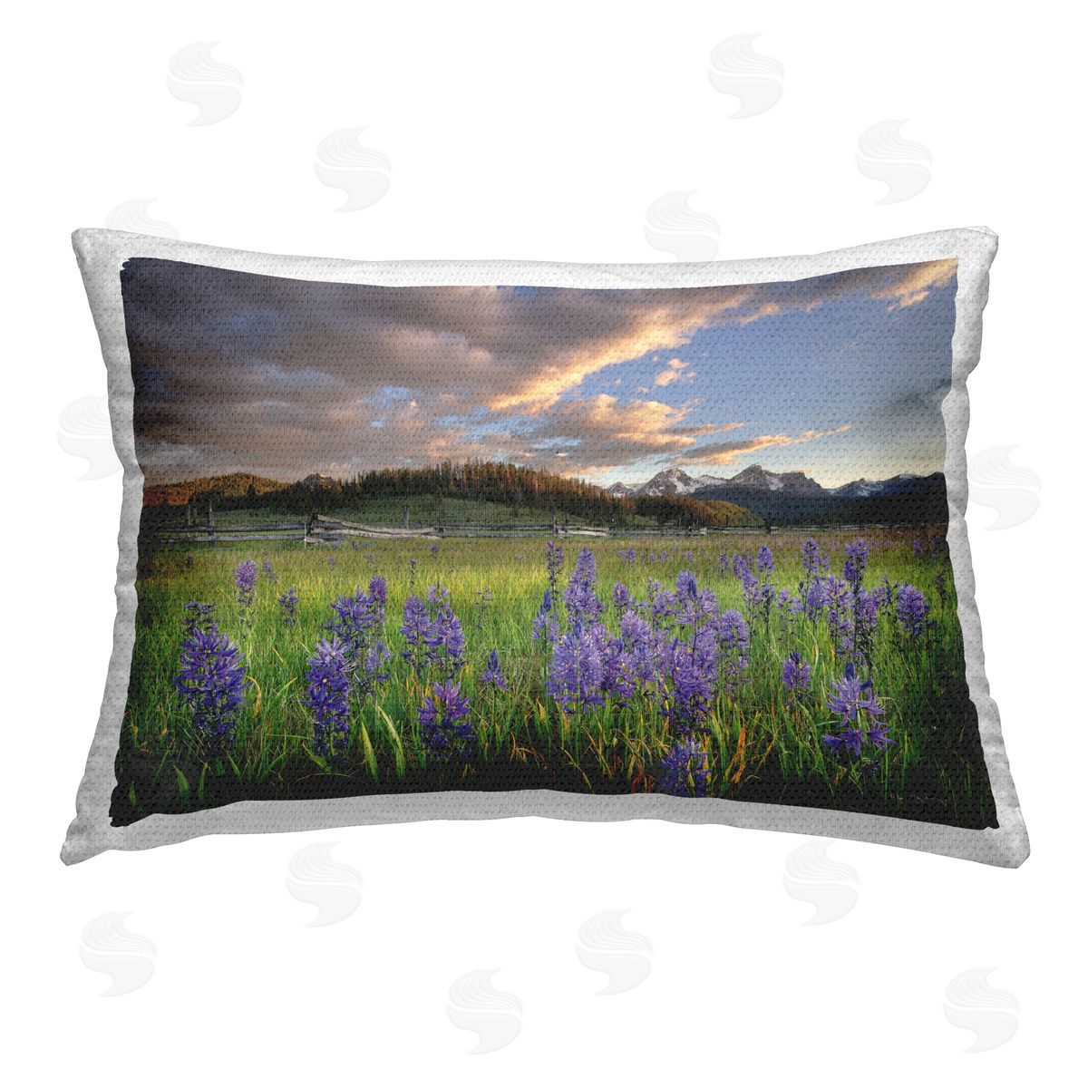 Alan Majchrowicz Lavender Bloom Meadows Outdoor Quick-Dry Polyester Printed Throw Pillow