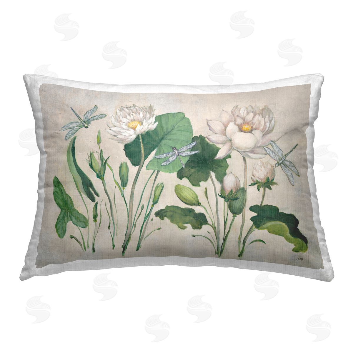 Julia Purinton Tranquil Lilies Vintage Printed Plush Polyester Throw Pillow