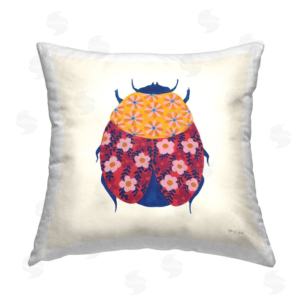 Yvette St. Amant Chromatic Blooming Beetle Printed Plush Polyester Throw Pillow