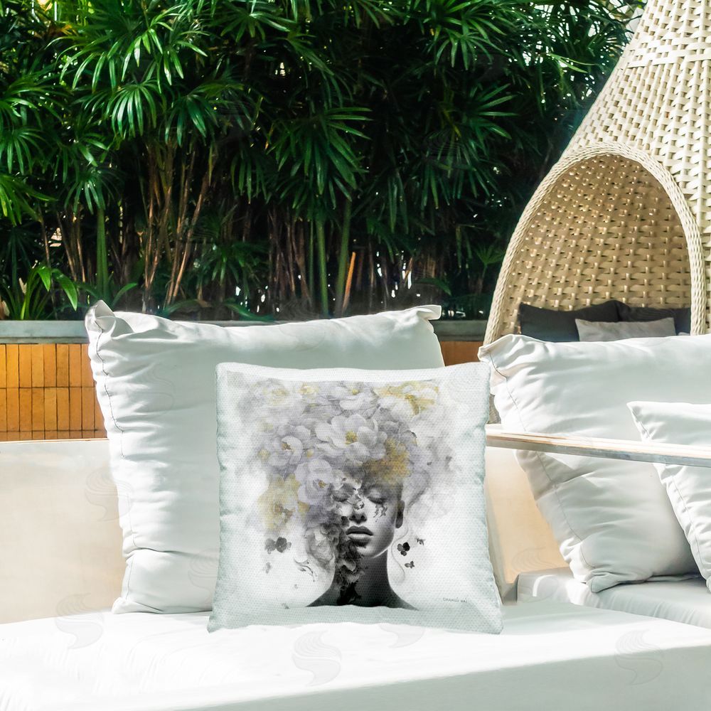 Danhui Nai Hidden Spring Visage Outdoor Quick-Dry Polyester Printed Throw Pillow in Back Yard