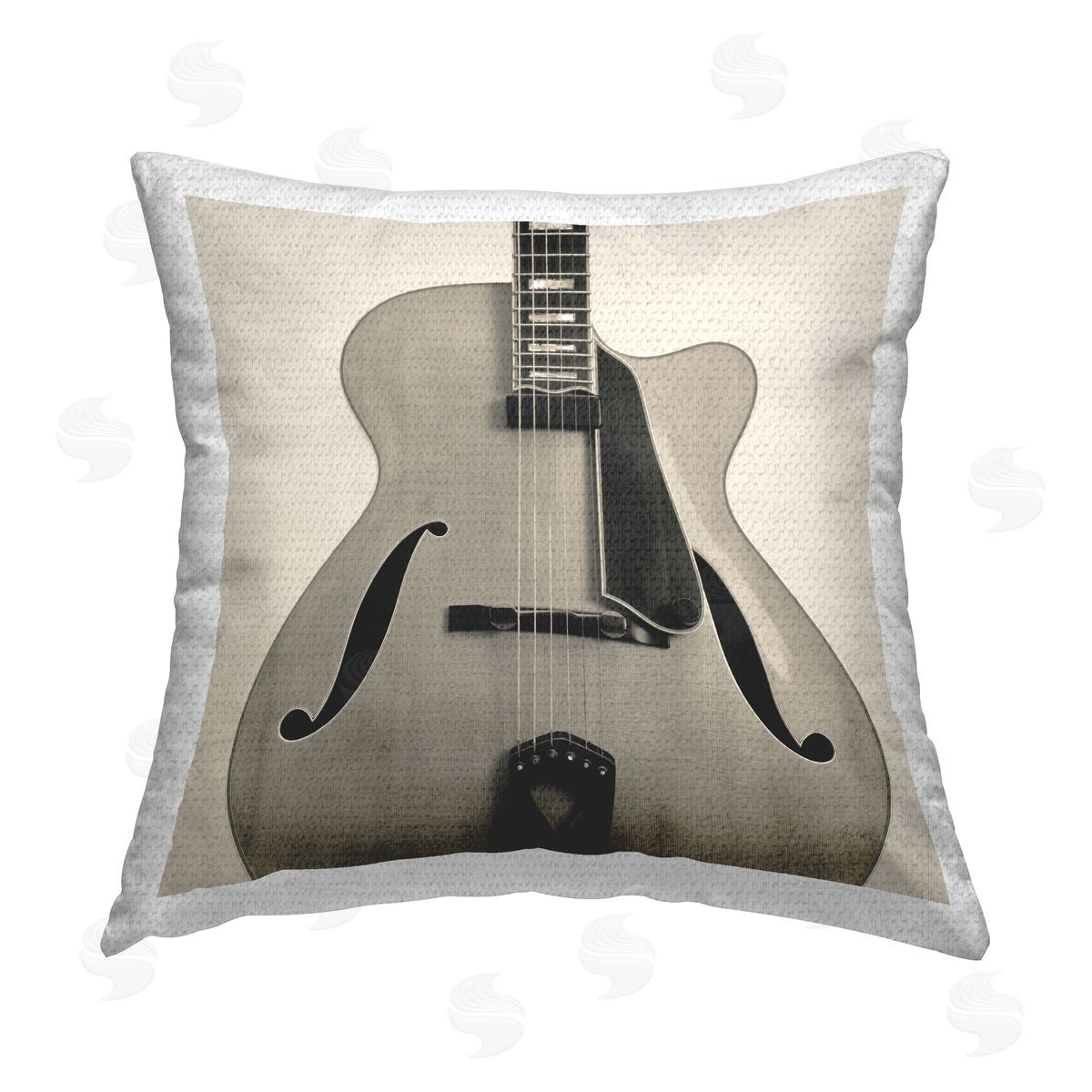 Deborah Revell Simple Chic Guitar Outdoor Quick-Dry Polyester Printed Throw Pillow