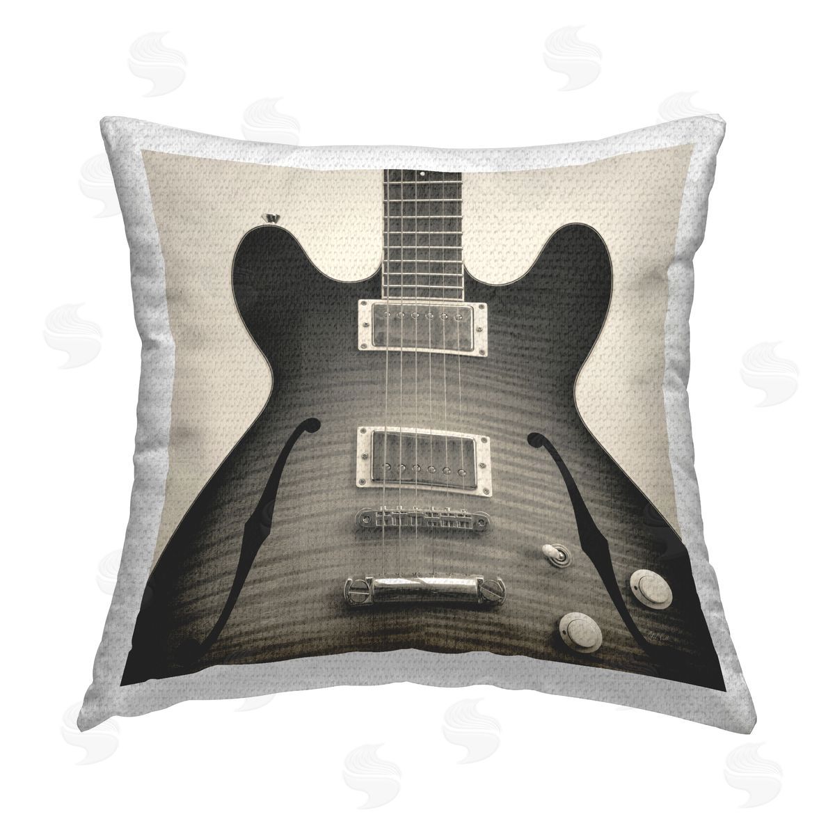 Deborah Revell Classy Electric Guitar Outdoor Quick-Dry Polyester Printed Throw Pillow