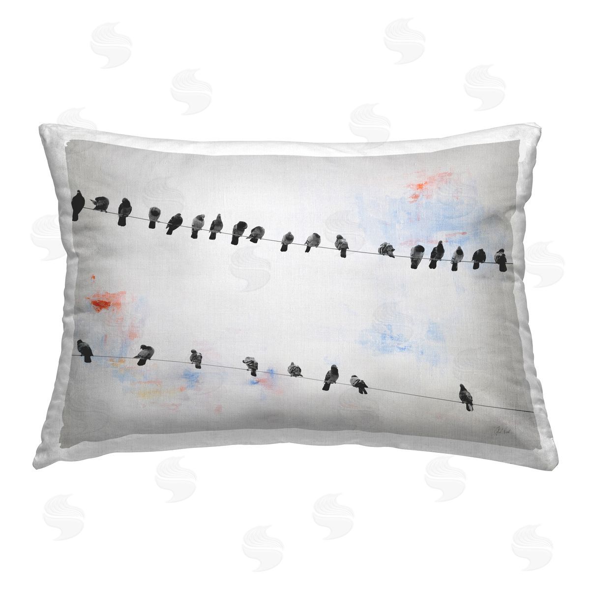 Deborah Revell Migrating Birds on Wire Printed Plush Polyester Throw Pillow