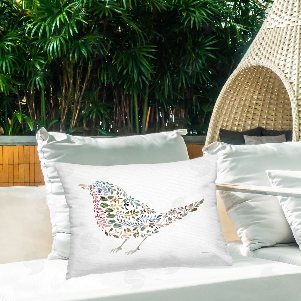 Danhui Nai Floral Nature Bird Outdoor Quick-Dry Polyester Printed Throw Pillow in Back Yard