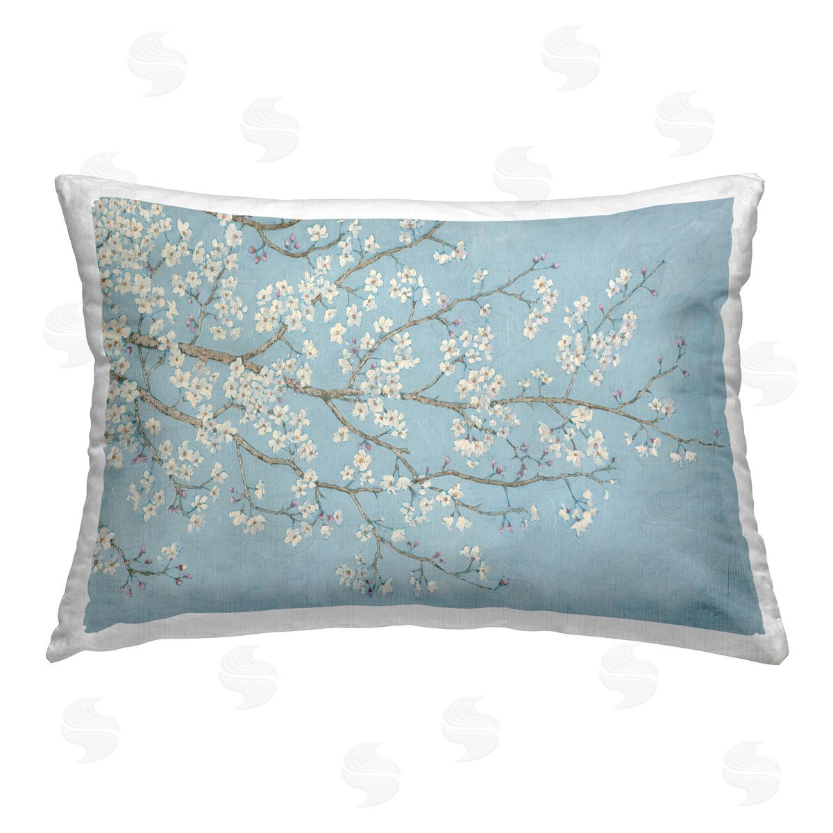 Wellington Studio Delicate Apple Blossoms Printed Plush Polyester Throw Pillow