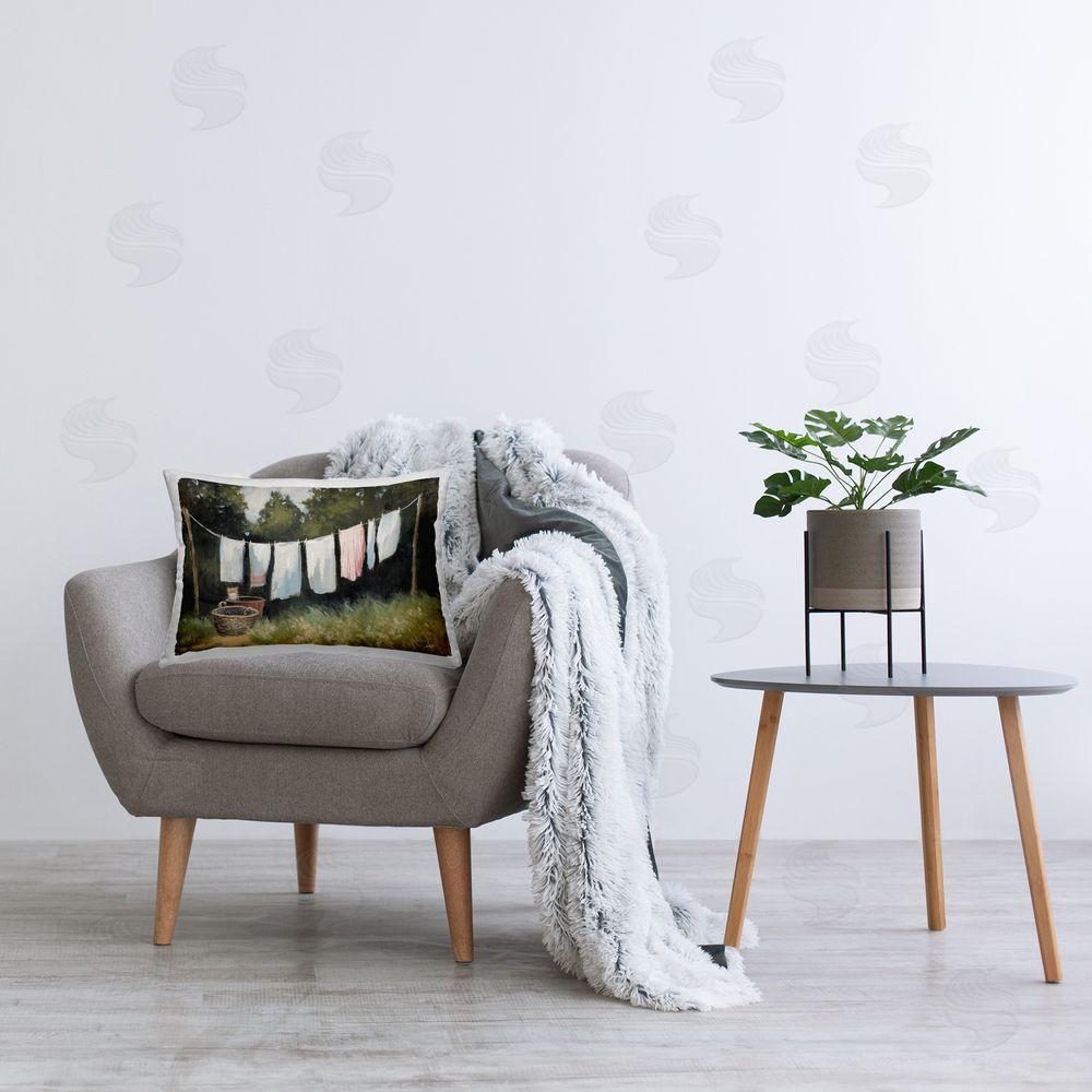 Julia Purinton Laundry Out To Dry Printed Plush Polyester Throw Pillow On Chair