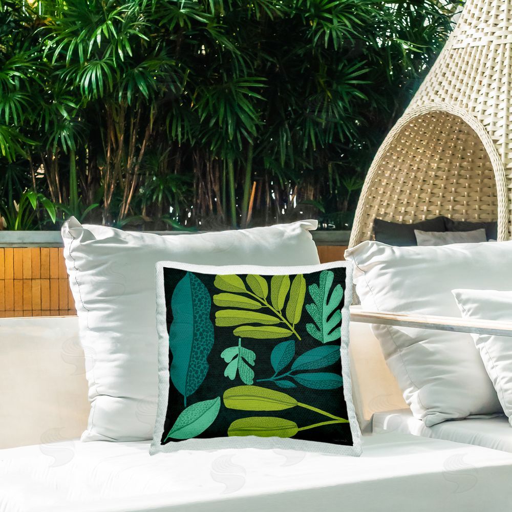 Cheryl Warrick Plant Toss Collage Outdoor Quick-Dry Polyester Printed Throw Pillow in Back Yard