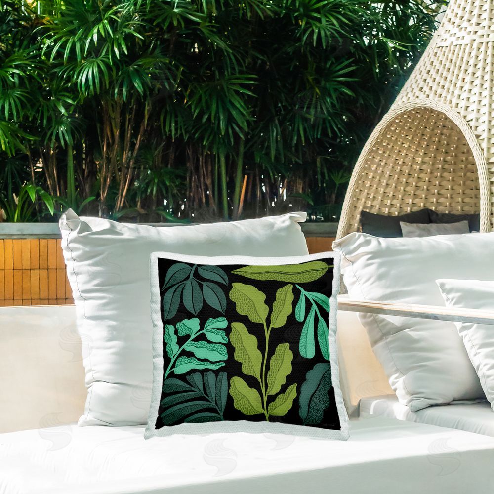Cheryl Warrick Plant Sprig Collage Outdoor Quick-Dry Polyester Printed Throw Pillow in Back Yard