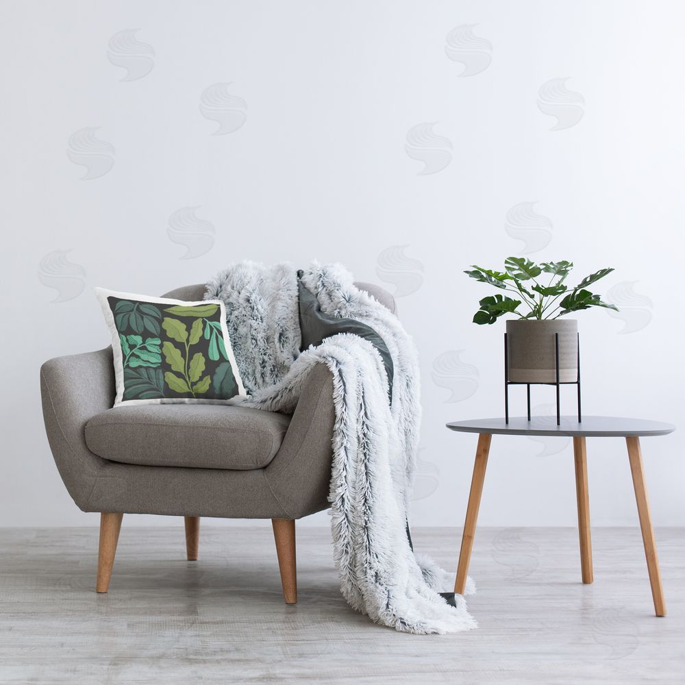 Cheryl Warrick Plant Sprig Collage Printed Plush Polyester Throw Pillow On Chair