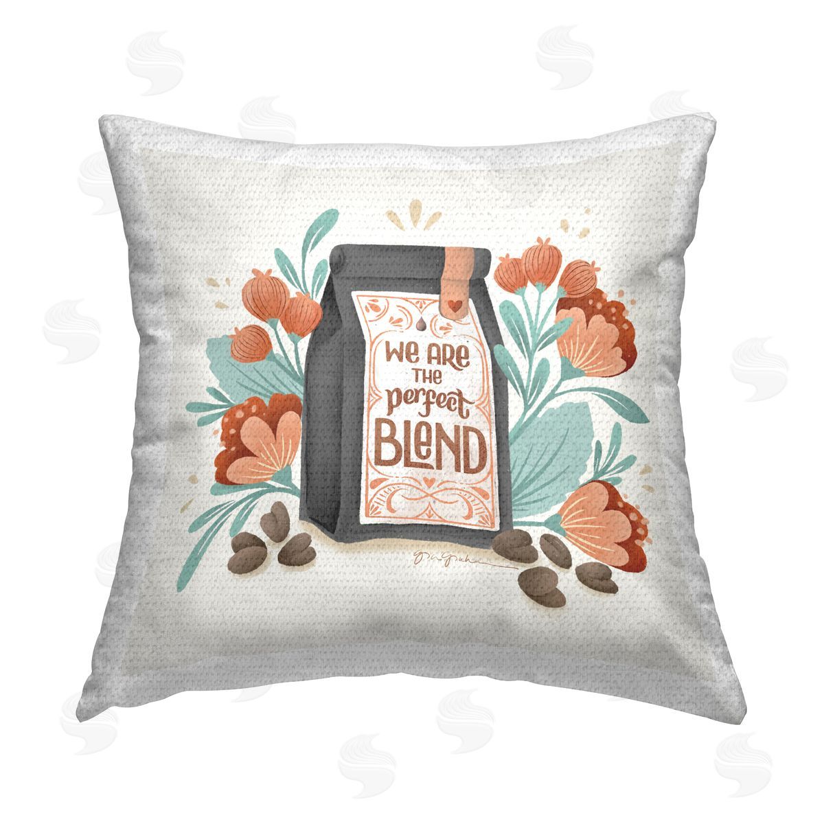 Gia Graham Perfect Blend Coffee Outdoor Quick-Dry Polyester Printed Throw Pillow