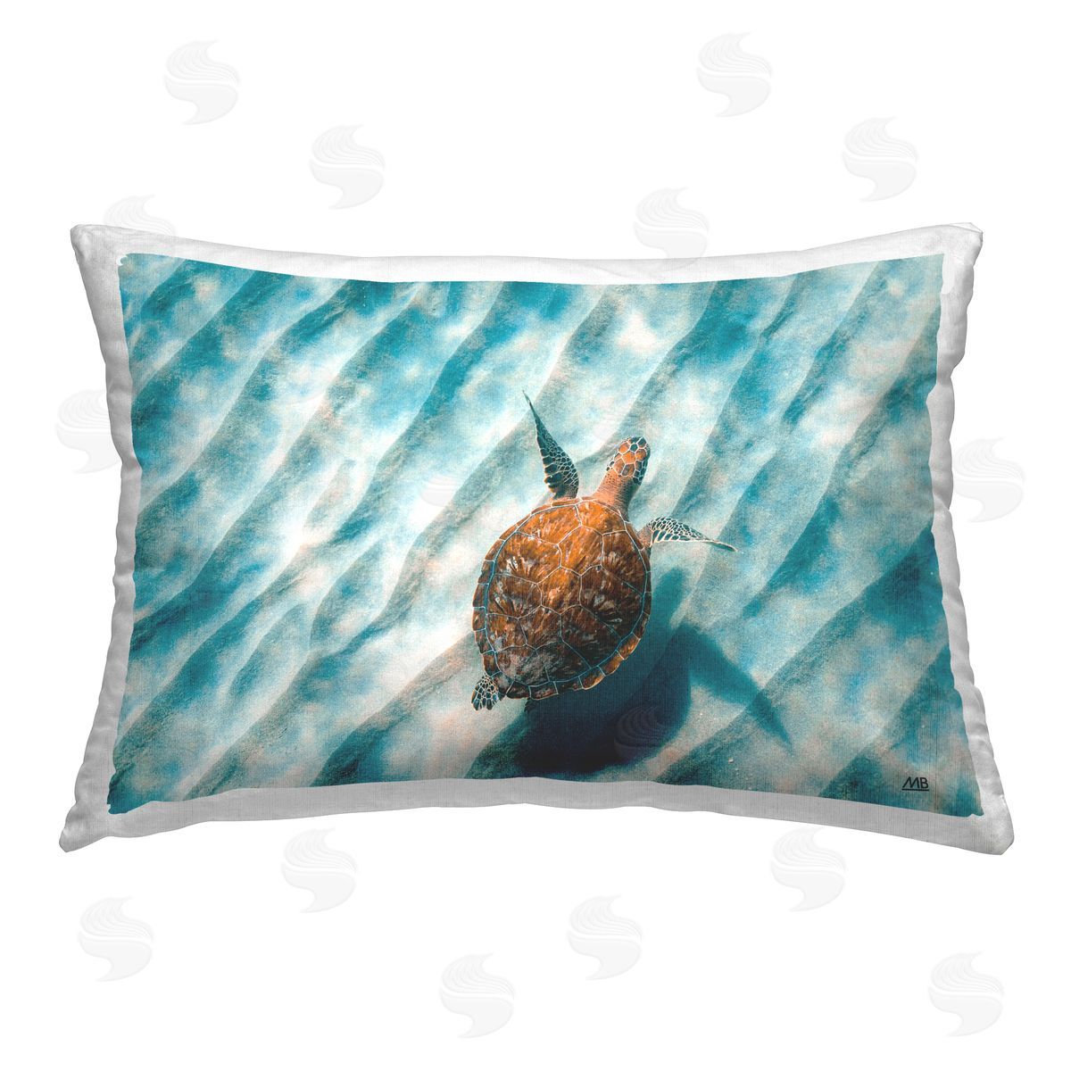 Max Blakesberg Studios Sandbar Sea Turtle Printed Plush Polyester Throw Pillow