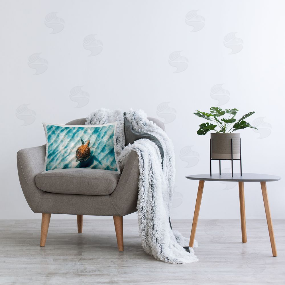 Max Blakesberg Studios Sandbar Sea Turtle Printed Plush Polyester Throw Pillow On Chair